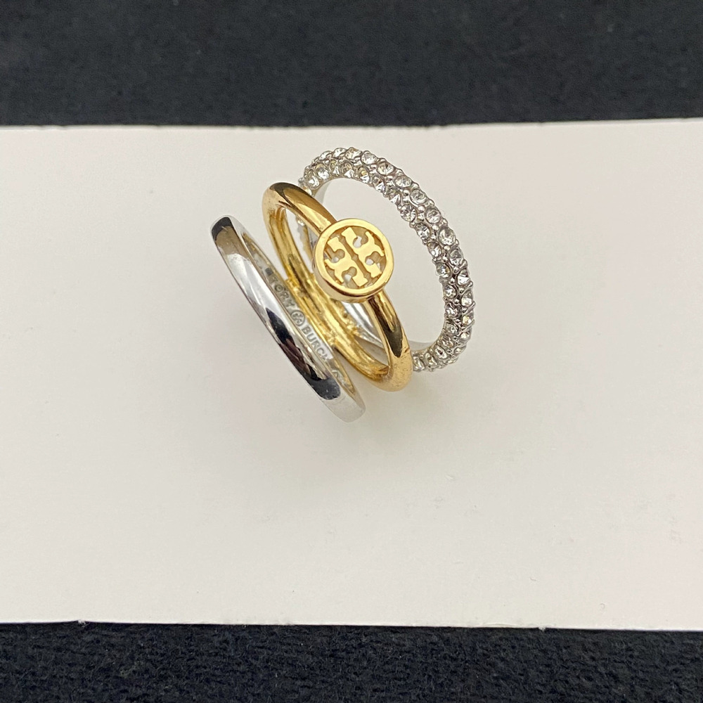 Tory Burch Rhinestone Three Layer Ring